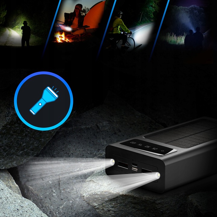 POWERBANK SOLARNY 20000 MAH KABEL ŁADOWANIE