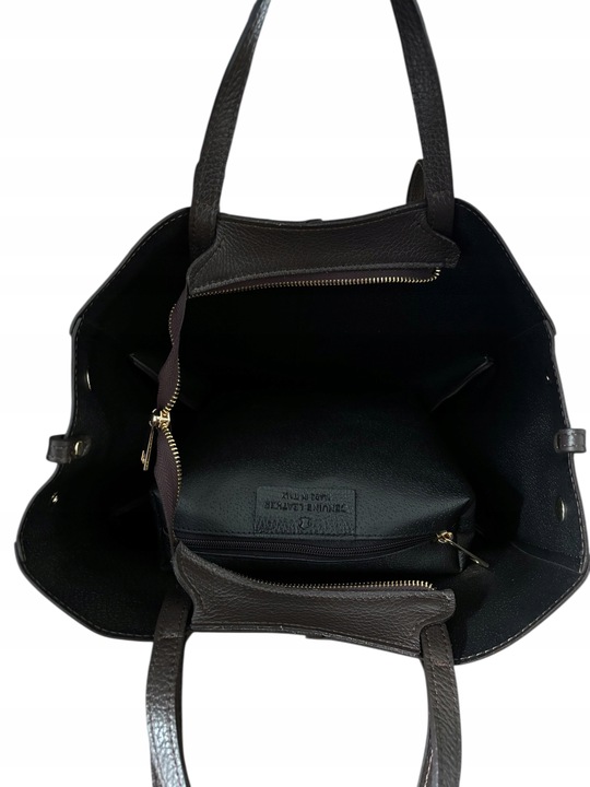 Torebka damska VERA PELLE SHOPPERKA na ramię i do ręki ZAMSZ BRĄZ