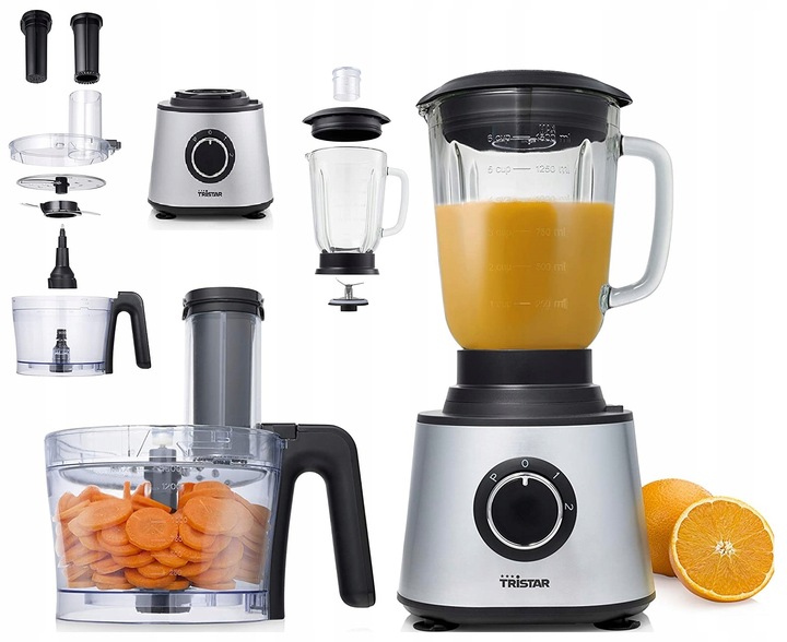 SOLIDNY ROBOT KUCHENNY 4w1 RVS szklany dzban 1,5L z funkcją pulsacyjną 600W