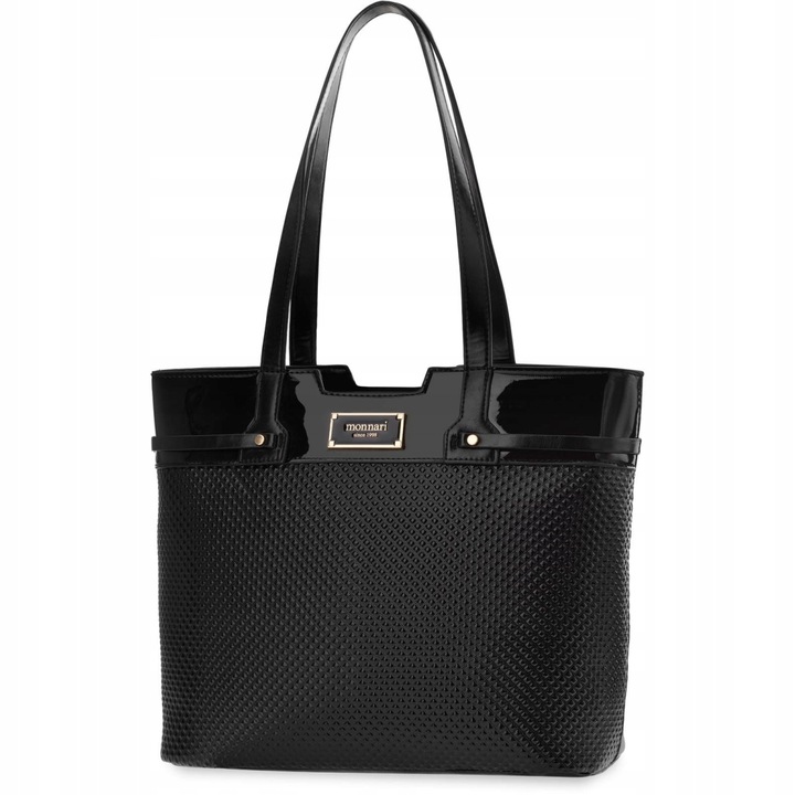 Monnari Torba Ze Zdobieniem Torebka Shopper Duża Sztywna Aktówka Czarna A4