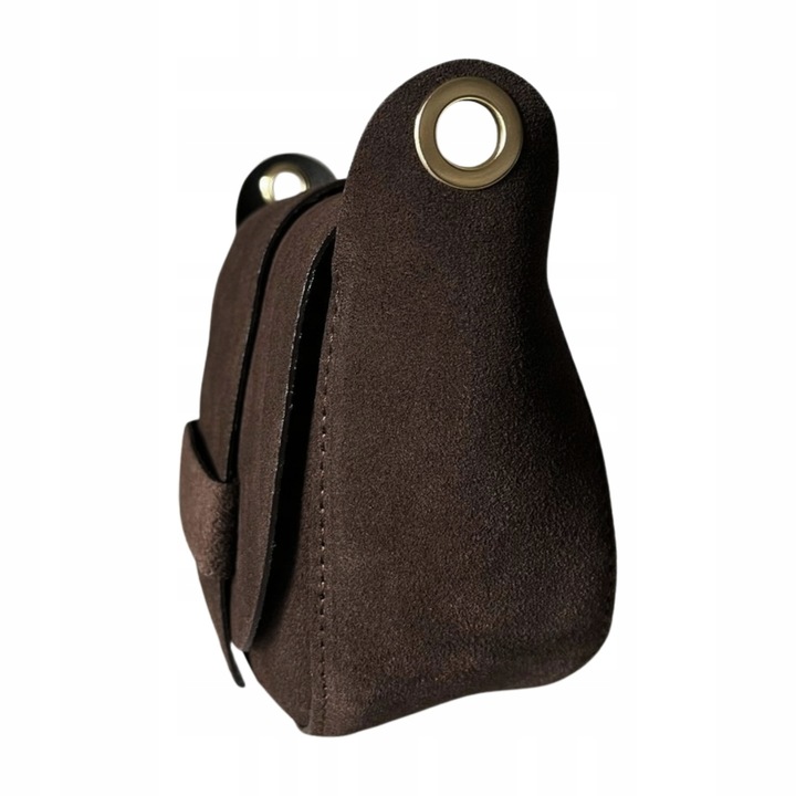 Czekoladowa torebka zamszowa podkówka brązowa włoska listonoszka zamszowa