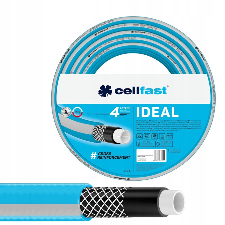 CELLFAST WĄŻ OGRODOWY IDEAL 4-WARSTWOWY 27 BAR 1/2'' 50M PRODUKT POLSKI