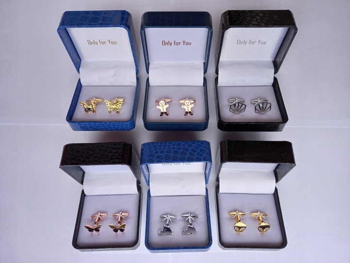 Spinki do mankietów EXC Złote z Białą Masą Perłową