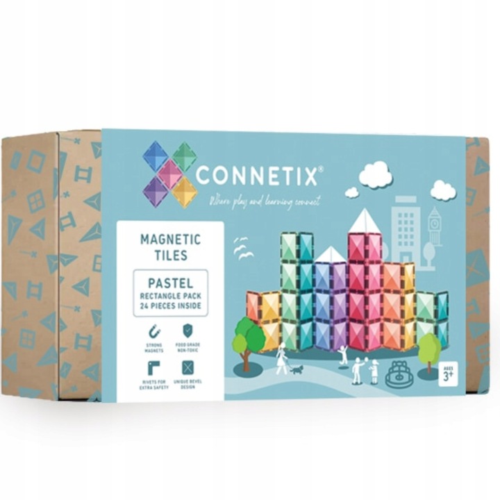 Pastelowe Prostokąty - Klocki Magnetyczne - 24 elementy Connetix