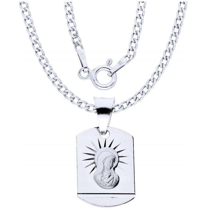 Srebrny Łańcuszek 925 Medalik Komunia Chrzest Dla Chłopca Grawer