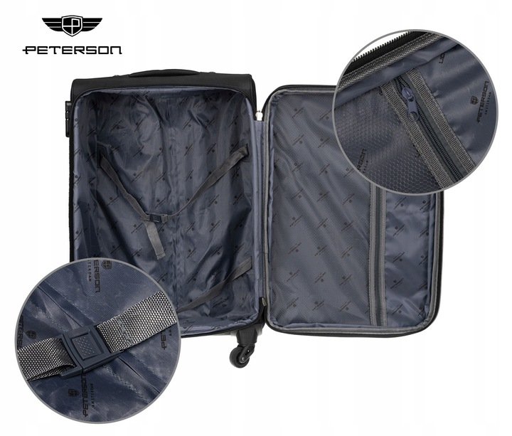 Walizka podróżna na kółkach miękka z kieszeniami średnia pojemna PETERSON