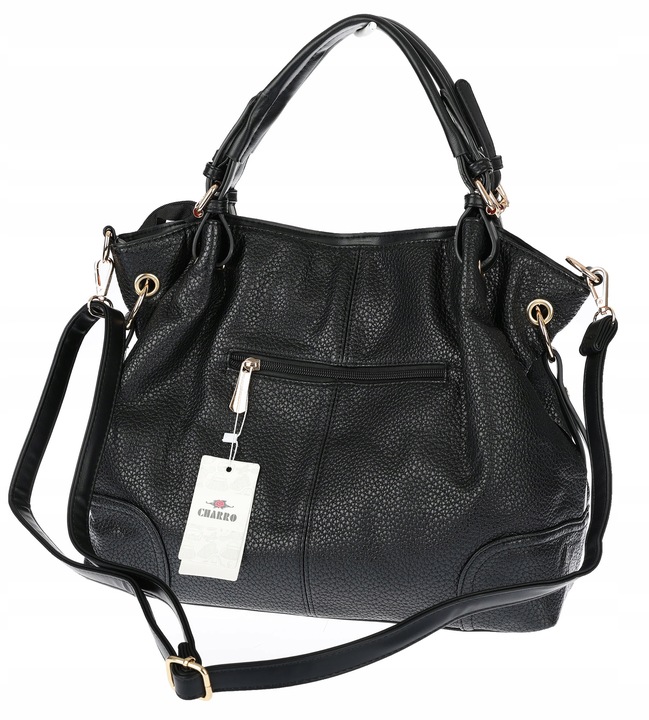 Torebka Damska shopperka A4 worek pojemna listonoszka modna CH3321 Czarna