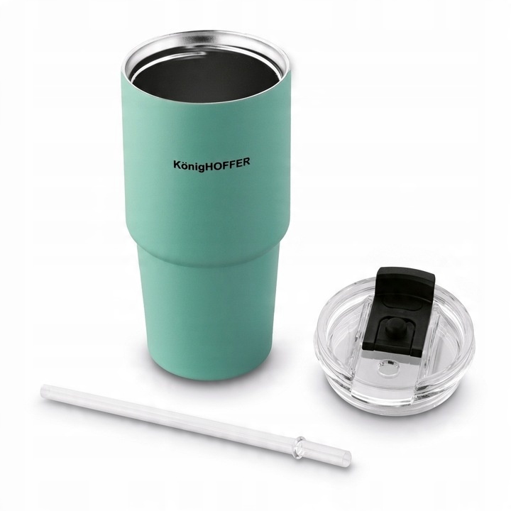 KUBEK TERMICZNY ze słomką PRÓŻNIOWY Konighoffer Davos 420 ml zielony