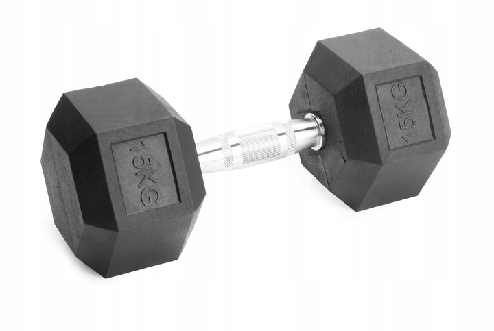 Hantle stałe 2x15kg żeliwne gumowane ZESTAW 30kg HEX do treningu SOLIDNE