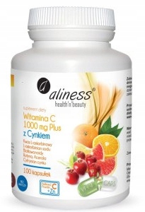 Aliness Witamina C 1000mg Cynk Bioflawonoidy Rutyna Acerola 100 VEGE kaps.