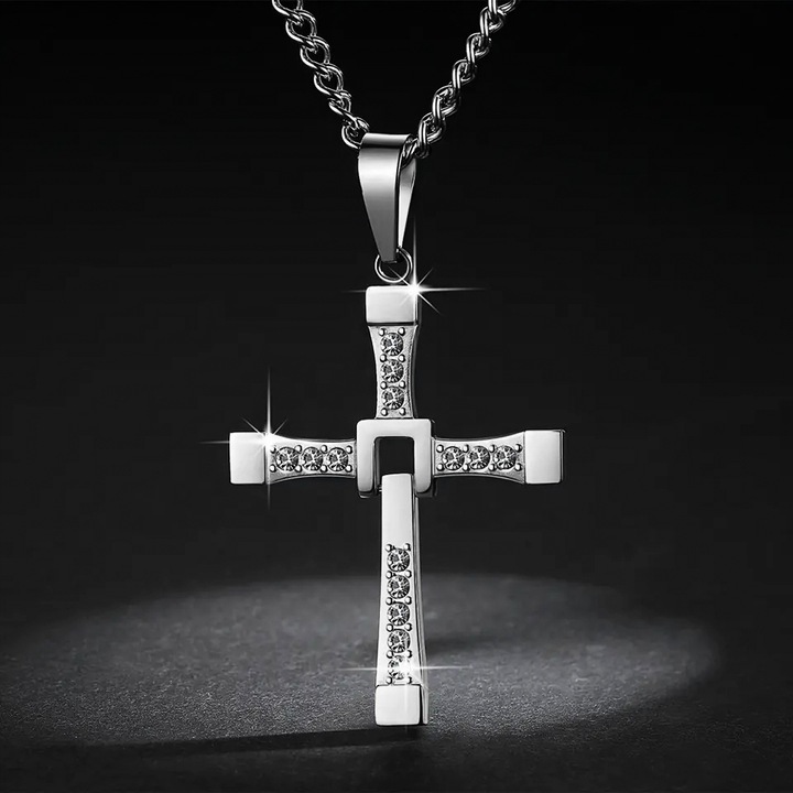 NASZYJNIK VIN DIESEL Z KRZYŻEM KRZYŻ SREBRNY DOMINIC TORETTO FAST N7