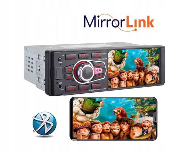 Radio Samochodowe 1DIN 4,1''USB BLUETOOTH AUX SD Kamera Cofania Pilot
