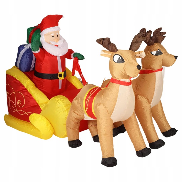 DMUCHANY MIKOŁAJ 2,2m na SANIACH RENIFERY Ozdoba Świąteczna Dekoracja Duży