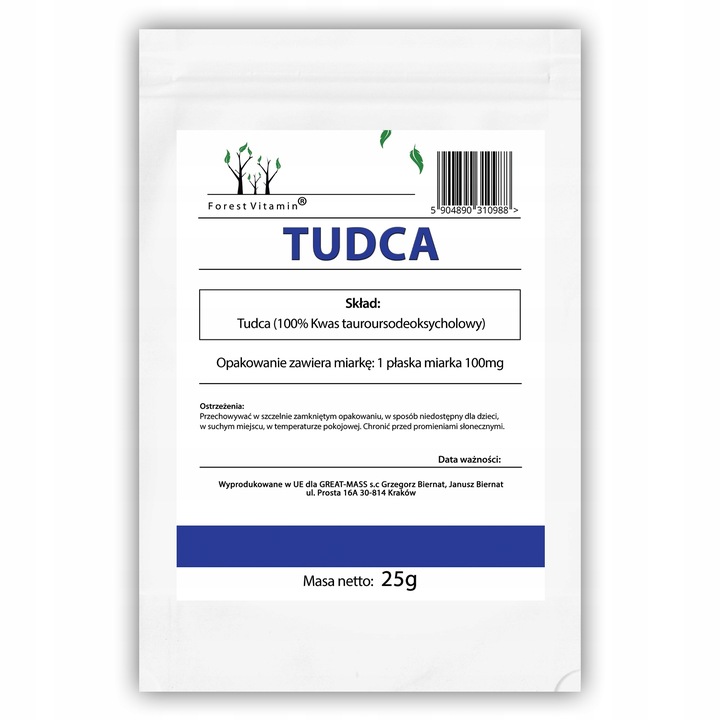 TUDCA 25g KWAS TAUROURSODEOKSYCHOLOWY CZYSTY PROSZEK
