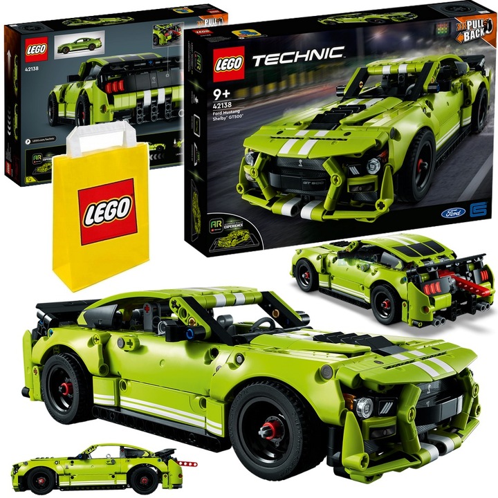 LEGO TECHNICS Samochód Ford Mustang Shelby + 2x silnik Pull&Back