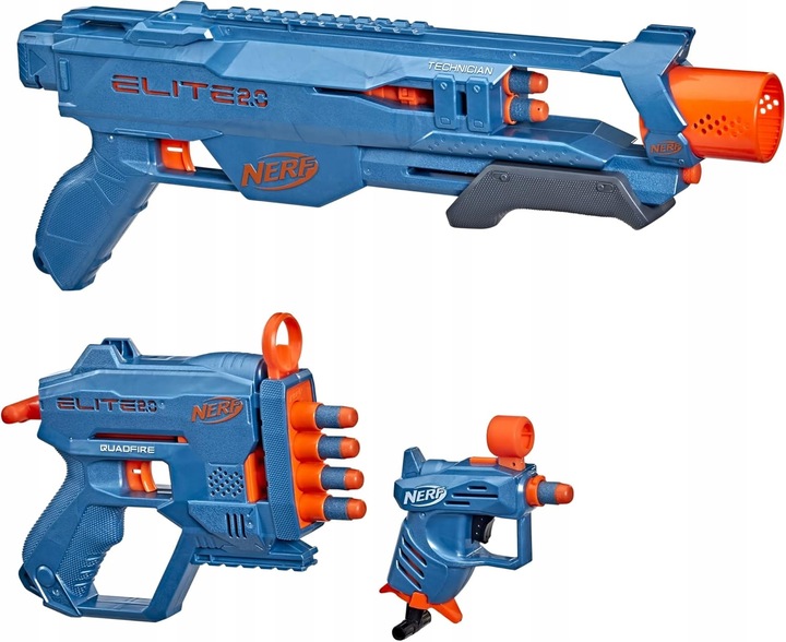 ZESTAW NERF ELITE 2.0 3 WYRZUTNIE PISTOLET KARABIN SHOTGUN I STRZAŁKI
