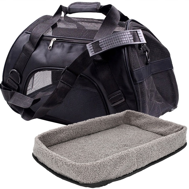 TORBA TRANSPORTER DLA KOTA PSA Z MATĄ PLUSZOWĄ L