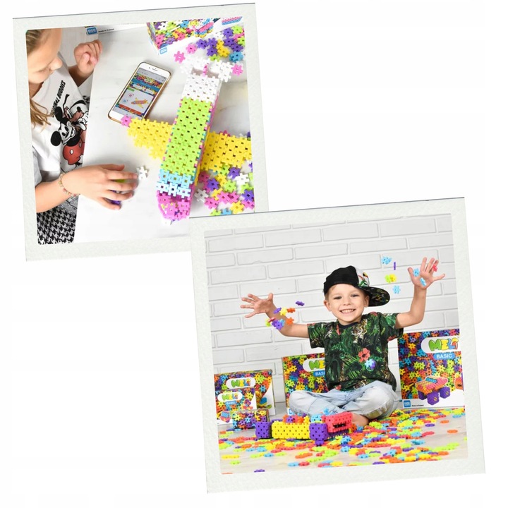 KLOCKI KONSTRUKCYJNE WAFLE MELI BASIC PINK 600 Szt GOFRY PUZZLE 3D MINI