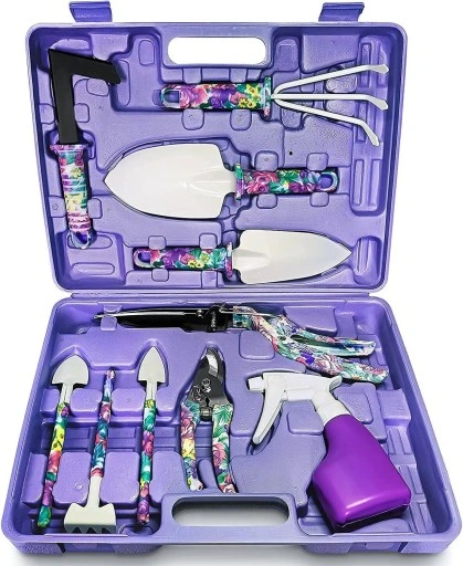 ZESTAW NARZĘDZI OGRODNICZYCH DLA KOBIET WALIZKA NARZĘDZIA OGRODNICZE 10 el.