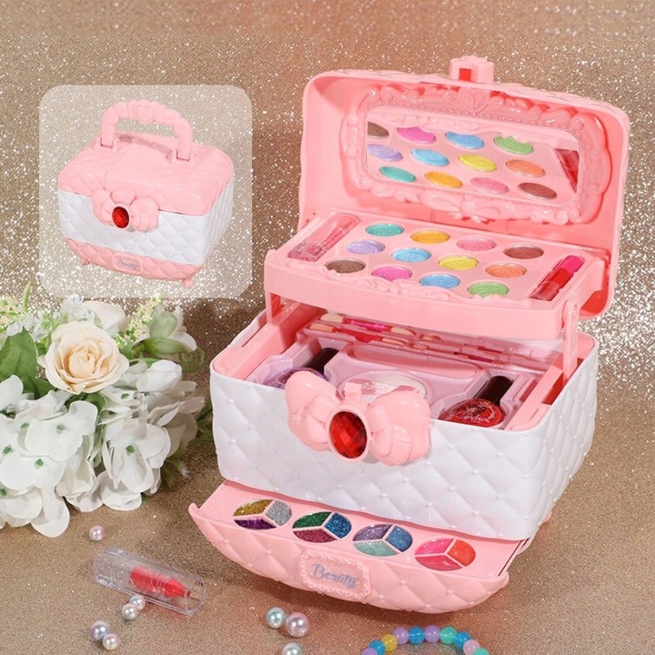 KUFEREK KOSMETYKÓW ZESTAW DO MAKIJAŻU I PAZNOKCI MAKEUP DLA DZIECI PREZENT