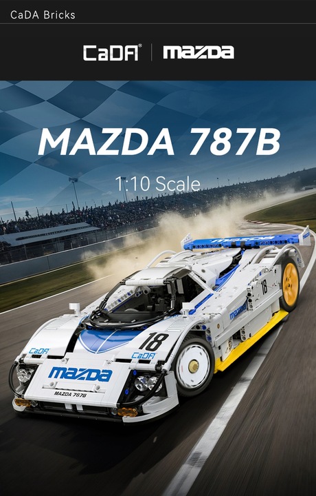 KLOCKI CADA MAZDA 787B AUTO SPORTOWE 50 CM 1:10 WYŚCIGÓWKA 1797 ELEMENTÓW