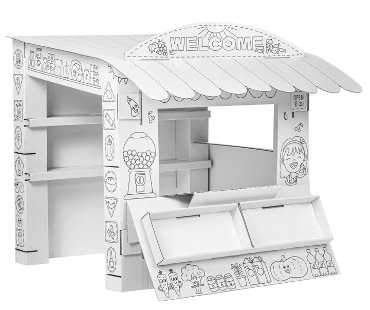 Kartonowy Domek do malowania i samodzielnego złożenia Stragan Tektorado