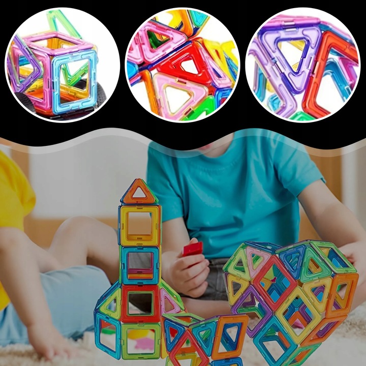 KLOCKI MAGNETYCZNE KONSTRUKCYJNE DUŻE PANELE 3D UKŁADANKA DLA DZIECI 134 el