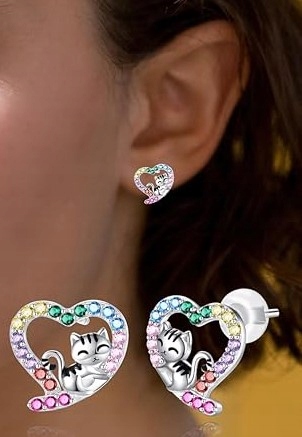 Kolczyki srebrne kotki dla dziewczynki dla dzieci srebro wkrętki sztyfty