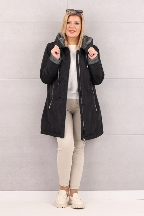 KURTKA DAMSKA PRZEJŚCIOWA Z KAPTUREM MODNA OVERSIZE DUŻE ROZMIARY