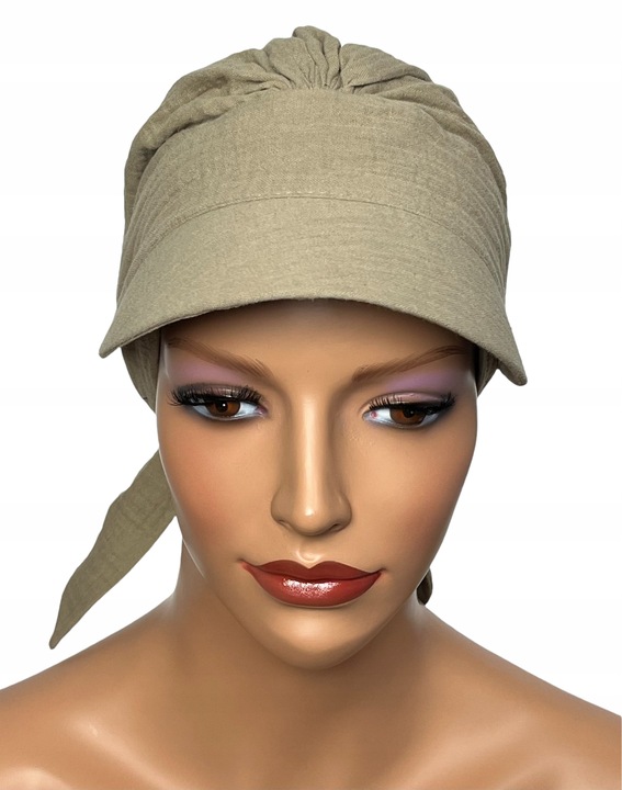 Turban chusta na lato z daszkiem Tess M-1 muślinu także po chemioterapii