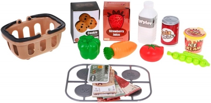 KASA SKLEPOWA DLA DZIECI KOSZYK MIKROFON CZYTNIK