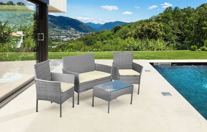 Komplet mebli ogrodowych z technorattanu ławka stolik krzesła szary MultiGa