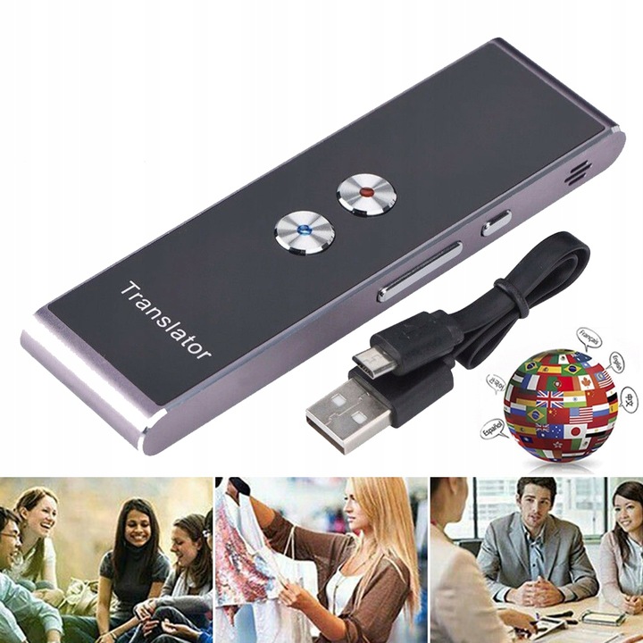 PRZENOŚNY TRANSLATOR BLUETOOTH TŁUMACZ MOWY NATYCHMIASTOWY WIELOJĘZYCZNY