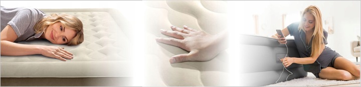 Materac dmuchany welurowy granatowy jednoosobowy łóżko 191x76 INTEX 64756