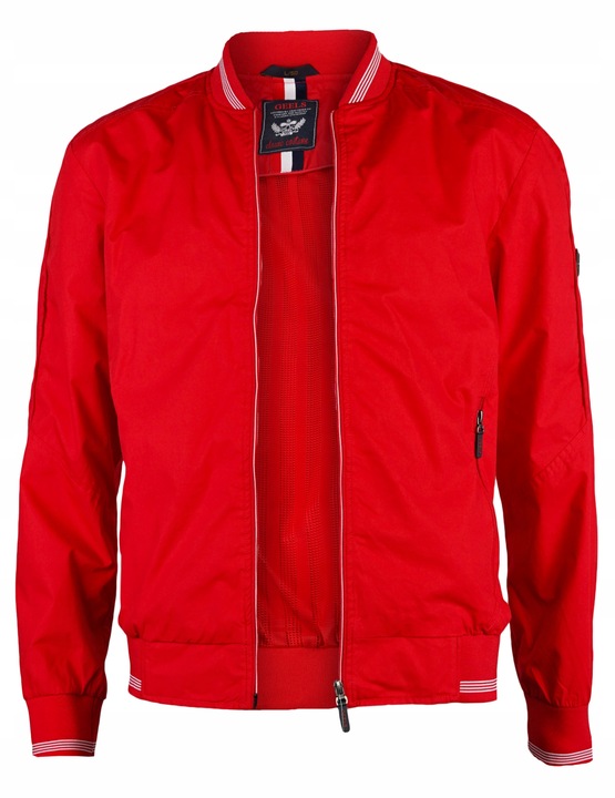 Męska kurtka przejściowa bomberka bez kaptura czerwony WX052 _XL
