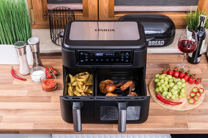 PIEKARNIK FRYTKOWNICA BEZTŁUSZCZOWA 2 KOSZE 8L/2500W 4 URZĄDZENIA W 1