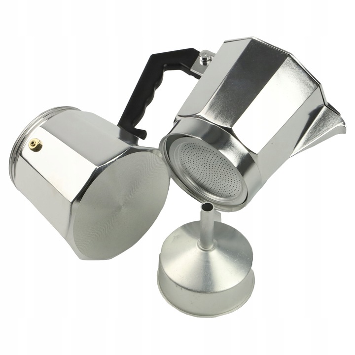 KAWIARKA ALUMINIOWA 450 ml 9 filiżanek SREBRNA DO KAWY + GRATIS