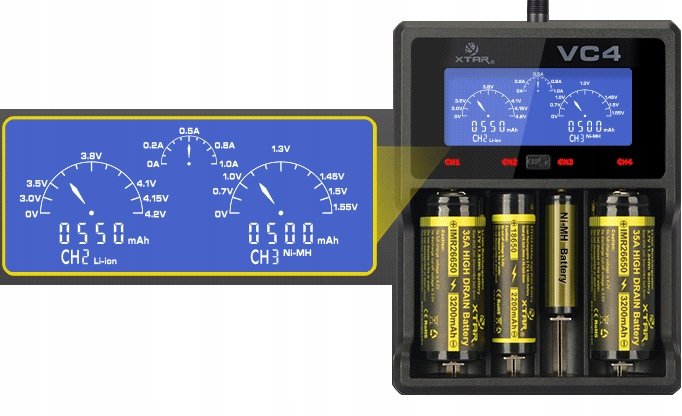 ŁADOWARKA DO BATERII AA 18650 26650 25500 R14 R20