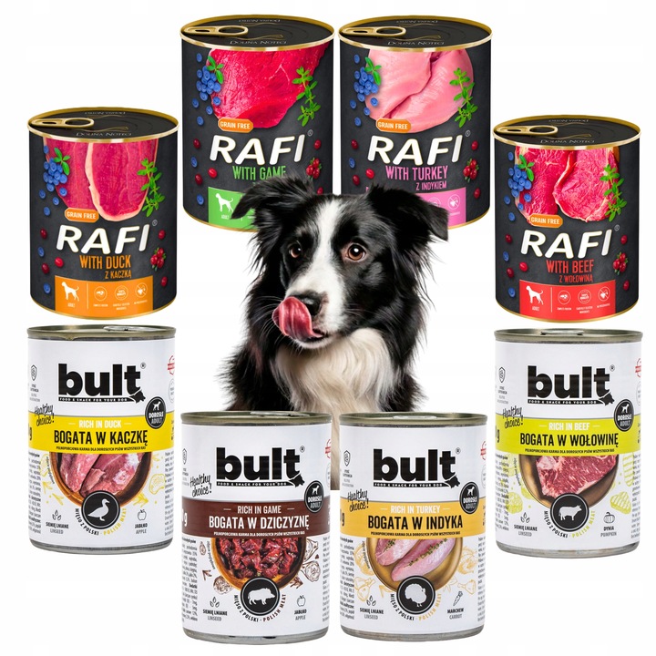 DOLINA NOTECI RAFI + BULT PREMIUM mokra karma PUSZKI DLA PSA MIX 8x400G