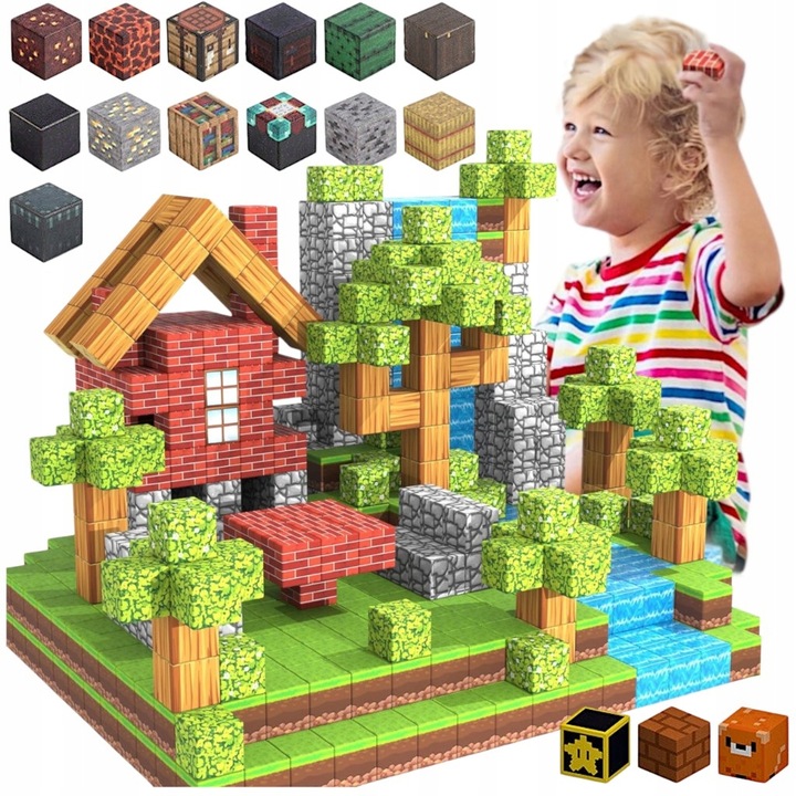 KLOCKI MAGNETYCZNE Sześciany Dla dzieci 1 ludzik 100 klocków