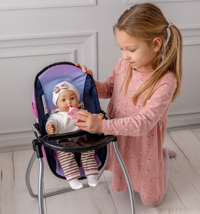Wózek dla lalek 3w1 ŁÓŻECZKO KRZESEŁKO POŚCIEL TORBA PRZEWIJAK ZESTAW XXL