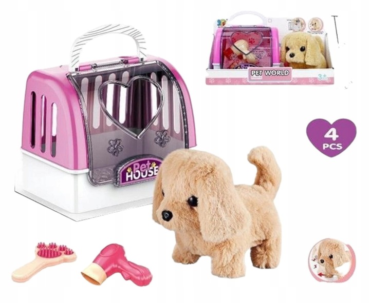 PIESEK INTERAKTYWNY W DOMKU Z DŹWIĘKIEM CHODZI I SZCZEKA + AKCESORIA