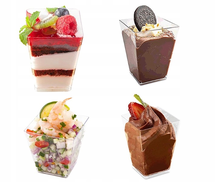 KWADRATOWE POJEMNIKI NA DESERKI 200ML 50 SZT