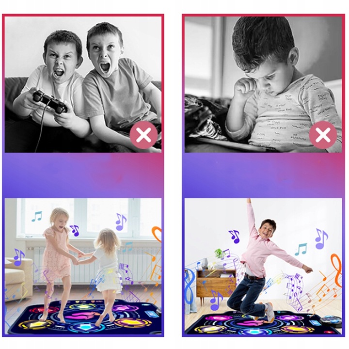 MUZYCZNA MATA DO TAŃCA DLA DZIECI MUZYKA GRA BLUETOOTH 5 TRYBA 9 POZIOM