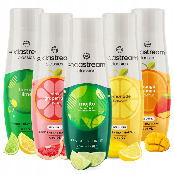 5 Szt. Zestaw Syropów Smakowych SodaStream Do Saturatora 4 Smaki Koncentrat