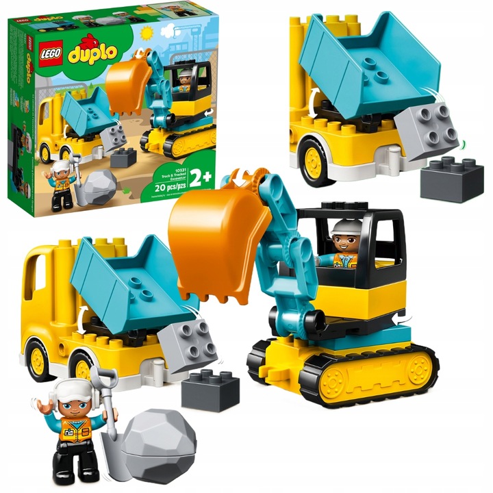 LEGO Duplo 10931 Samochód Ciężarowy koparka budowa duże klocki 2 3 4 latka