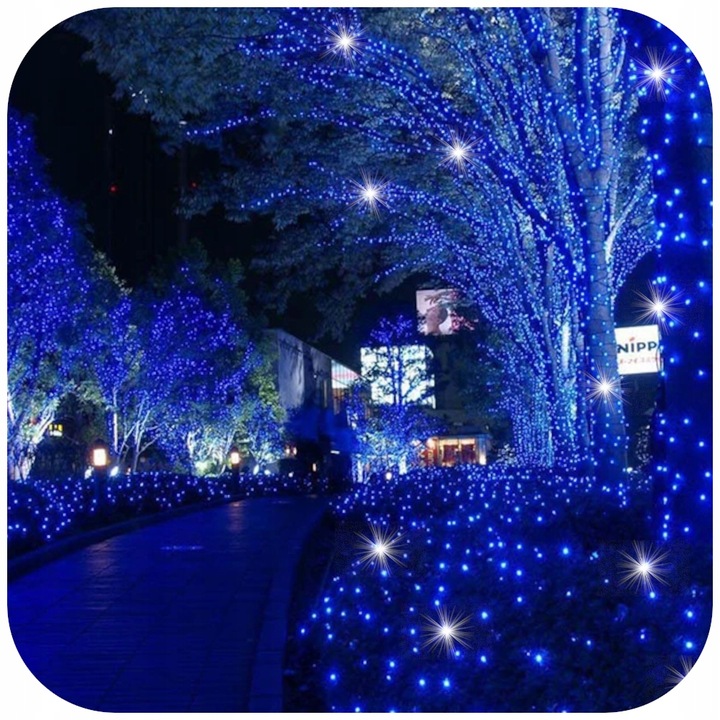 LAMPKI CHOINKOWE NIEBIESKIE 300 LED FLASH WEW/ZEW 22M ŚWIĄTECZNE NA CHOINKĘ