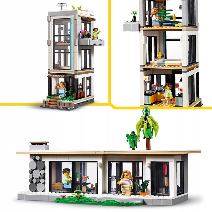 LEGO Creator 3w1 31153 Nowoczesny Dom Przy Plaży Kamienica Leśna Chatka