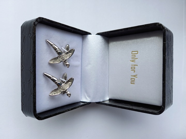 Spinki do mankietów EXC Ptak Bażant Przepiórka dla Myśliwego w Szkatułce