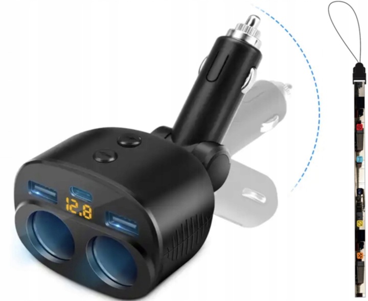 M.Tacho Rozgałęźnik/Rozdzielacz USB 12/24V|2 x USB|2 x zaplnicz|1 x USB-C